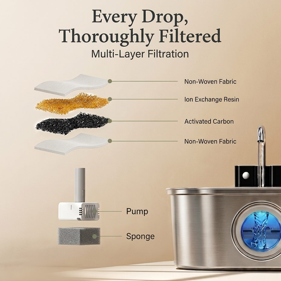 AveloFlow™ Pro – Stainless Steel Cat Water Fountain 2.0
