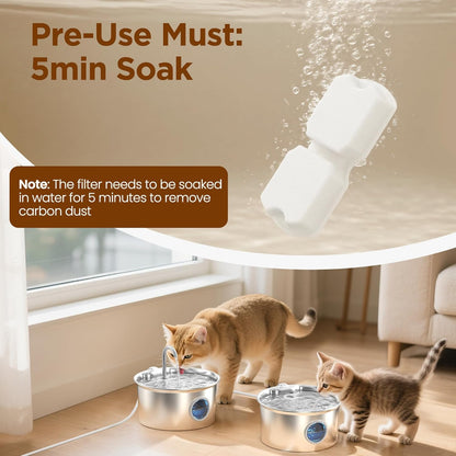 Cat Water Fountain Filter Replacement: 16 Cat Fountain Filter - 8 Filters & 8 Sponges - 16 Pet Fountains Filters Suitable for ATMZIQXR  KOOGMOON UMOCUOY IHOUONE HOOISE
