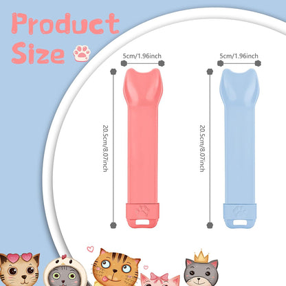 2Pcs Cat Strip Feeders, Kitten Strip Squeeze Spoon for Wet Food and Liquid Snack, Cat Lickable Puree Treat Food Dispenser Pet Food Mixing Spoon Feeding Scoop for Puppies Small Pets
